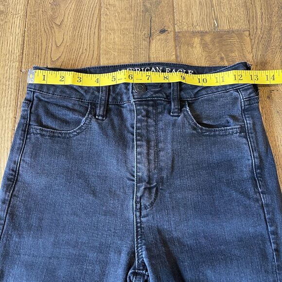 American Eagle Women's Size 4 Long Super Stretch Black High Rise Denim Jegging - Picture 3 of 8